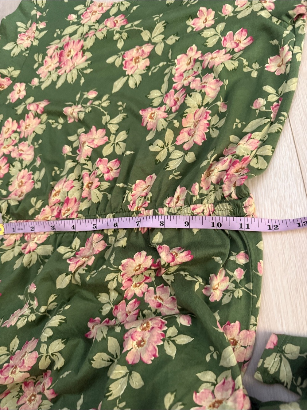 Sezane Olive Green Floral Backless Midi Dress with Pink Flowers - Picture 8 of 12
